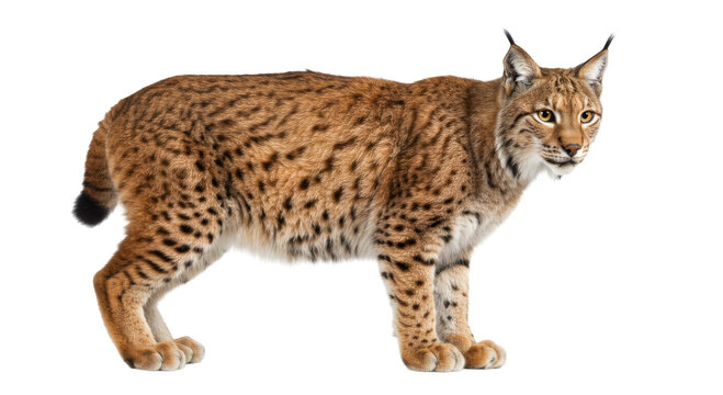 Wild Lynx isolated on transparent background,  Canada lynx, Iberian lynx, Eurasian lynx and the bobcat  isolated, PNG 