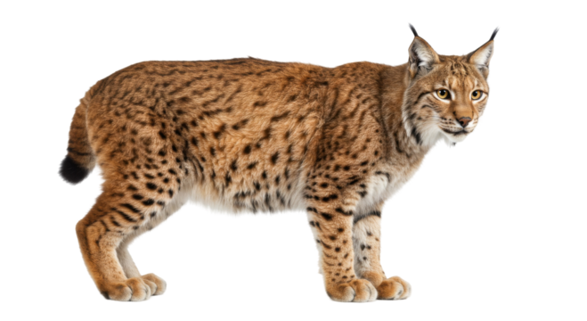 Wild Lynx isolated on transparent background,  Canada lynx, Iberian lynx, Eurasian lynx and the bobcat  isolated, PNG 