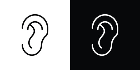 Naklejka premium Ear icon set in line.