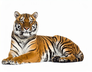 Obraz premium Bengal Tiger. Wildlife Animals. Zoo Animals. White Isolated Background. 