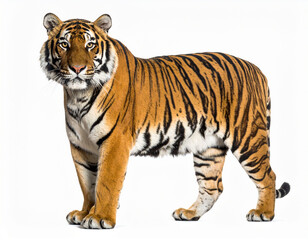 Obraz premium Bengal Tiger. Wildlife Animals. Zoo Animals. White Isolated Background. 