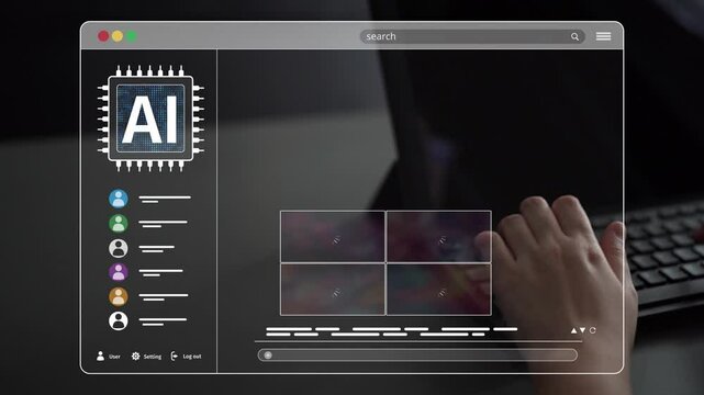 AI platform generating art images with dynamic interface. AI-generated content appears in image gallery artificial intelligence view. Genrative AI loading multiple image from AI design engine. Muxer