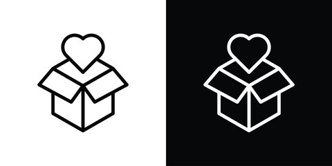 Donation box icon set in line.