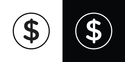 Dollar icon set in line.