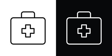 Doctor bag icon set in line.