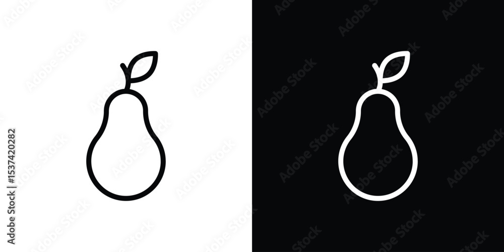 Poster pear icon set in line.