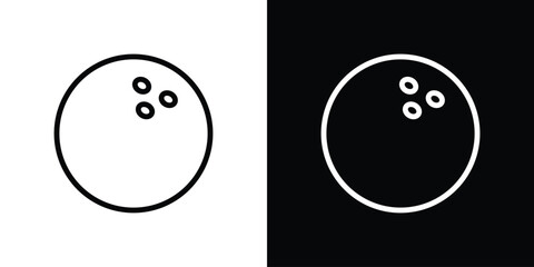 Bowling ball icon set in line.