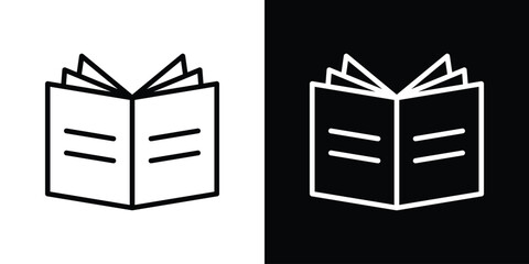 Book open icon set in line.