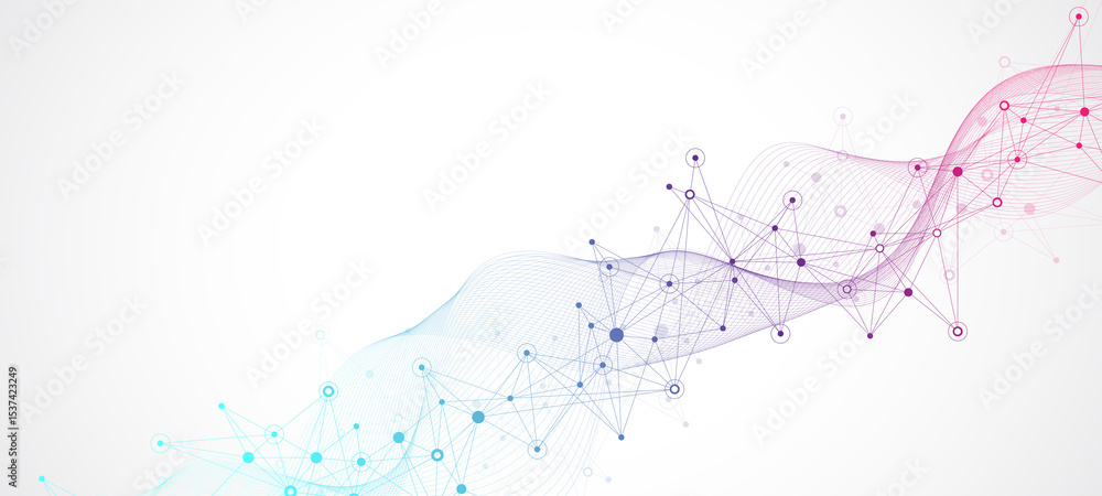 Poster Global network connection banner design template. Header social network communication in the global business concept. Big data visualization. Internet technology
