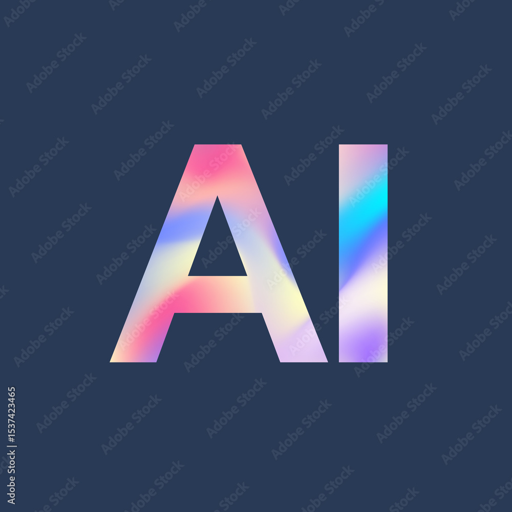 Poster AI Banner Concept In The Digital Style. Generative Ideas Design Element For Internet Technology. Futuristic Technology Concept Artificial Intelligence.