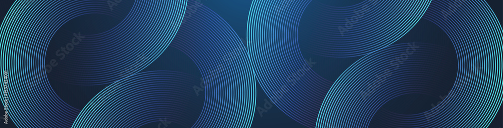 Poster modern abstract blue background with circle lines. geometric stripe line art design for poster, broc
