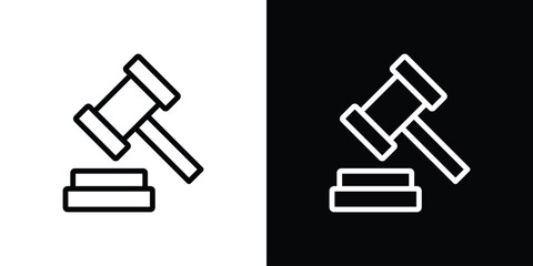 Auction icon set in line.