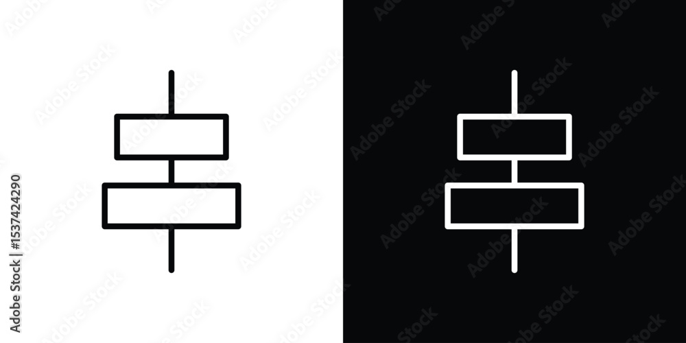 Poster align center icon set in line.