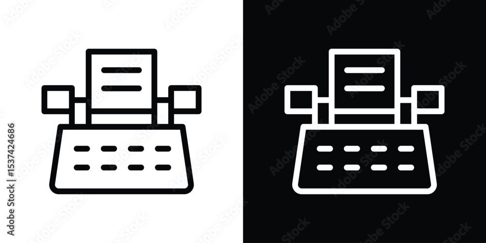 Poster typewriter icon set in line.