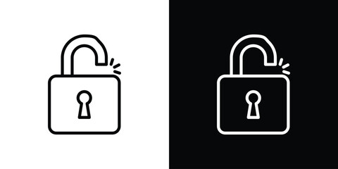 Unlock icon set in line.