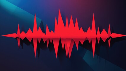 Red audio waveform on a dark, abstract background