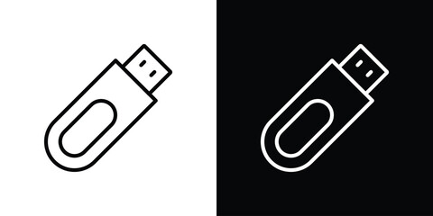 USB pendrive icon set in line.