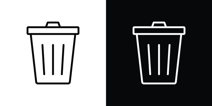 Trash icon set in line.