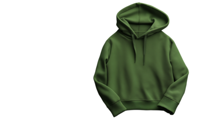 A neatly folded green  hoodie mockup isolated on transparent background , modern design