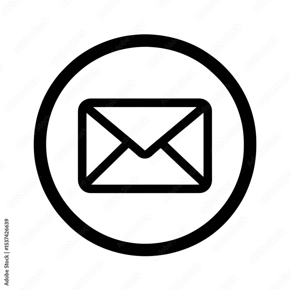 Fototapete email icon in circle outline isolated on transparent background