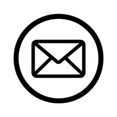 Email icon in circle outline isolated on transparent background