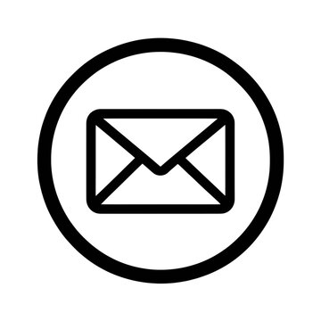 Email icon in circle outline isolated on transparent background