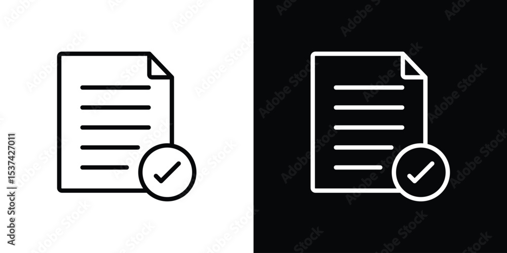 Poster accept document icon set in line.