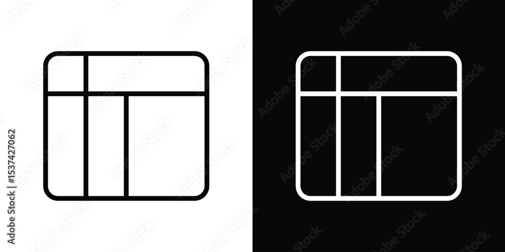 Poster table layout icon set in line.