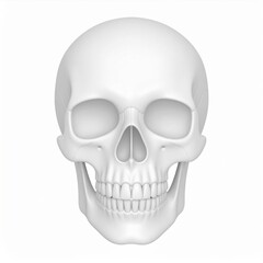 Fototapeta premium White Human Skull 3D Render on White Background