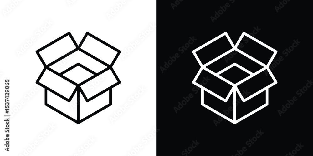 Poster open box icon set in line.