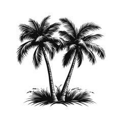 Fototapeta premium Palm Trees Sketch Illustration Design Vacation Concept Hand Drawn