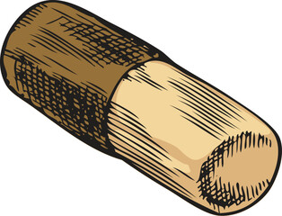 Capsule tablet, brown medicine shell in hand sketch style.