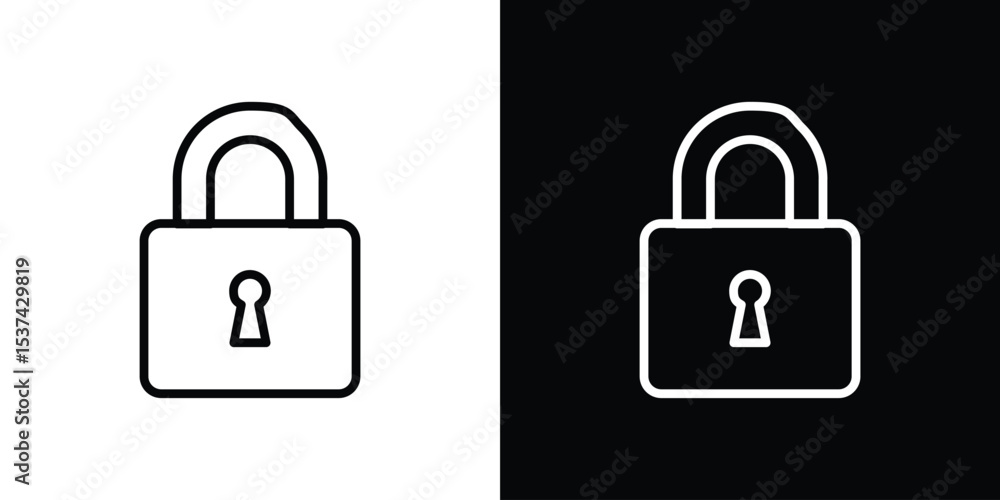 Poster lock icon set in line.