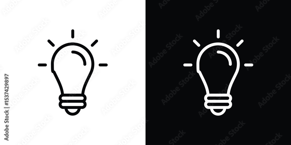 Poster lightbulb icon set in line.