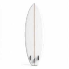 White Surfboard with Fins on White Background