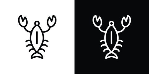 Lobster icon set in line.