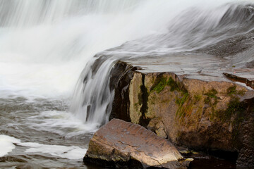 Silky, misty cascade of Wadsworth Falls in Middlefield, Connecticut.