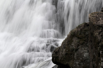 Silky, misty cascade of Wadsworth Falls in Middlefield, Connecticut.