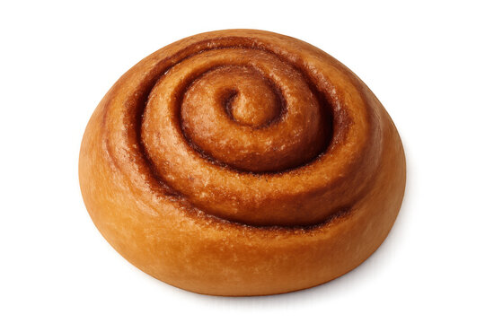 Freshly baked cinnamon roll with a swirling design, isolated on a transparent background, perfect for food and bakery projects