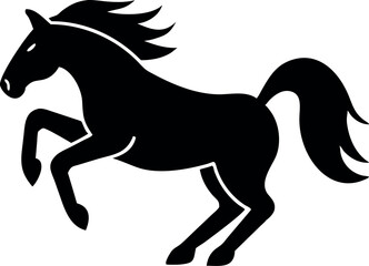 Rearing Horse Silhouette &ndash; Black Vector of Galloping Stallion in Motion

