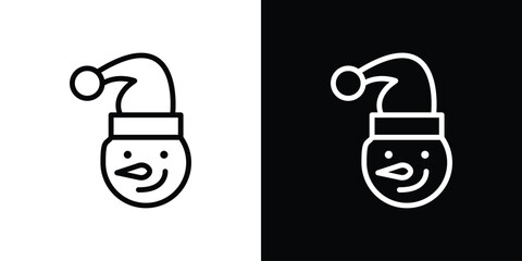 Snowman head icon set in line.