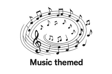 A vector template banner and poster with a music melody note dancing flow serves as a concept background for song and concert theme