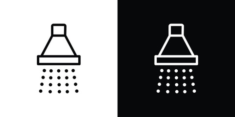 Shower down icon set in line.
