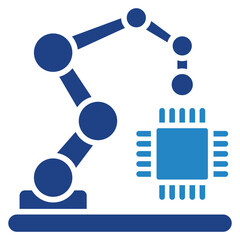 Automation mini illustration dual tone blue color icon, use for machine learning, education, technology industry, UI, UX kit, app and web development, digital or print.