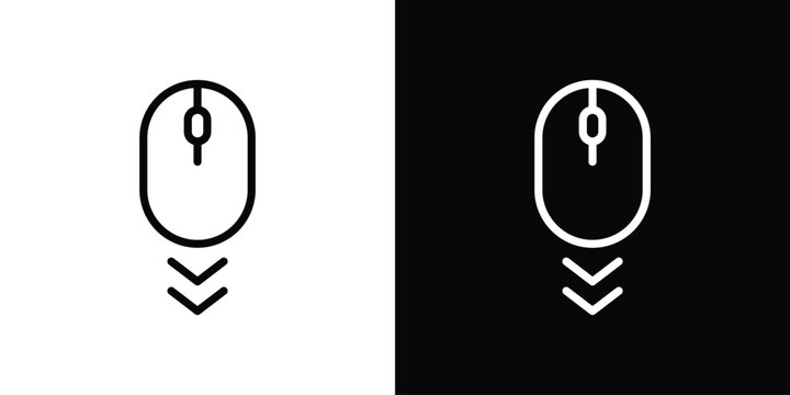 Scroll down computer mouse icon set in line.