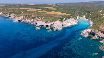 Italian panorama of a Sardinian beach, natural wonder and crystal clear water