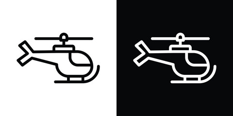 Helicopter icon set in line.
