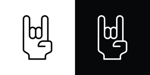 Hand Horns icon set in line.