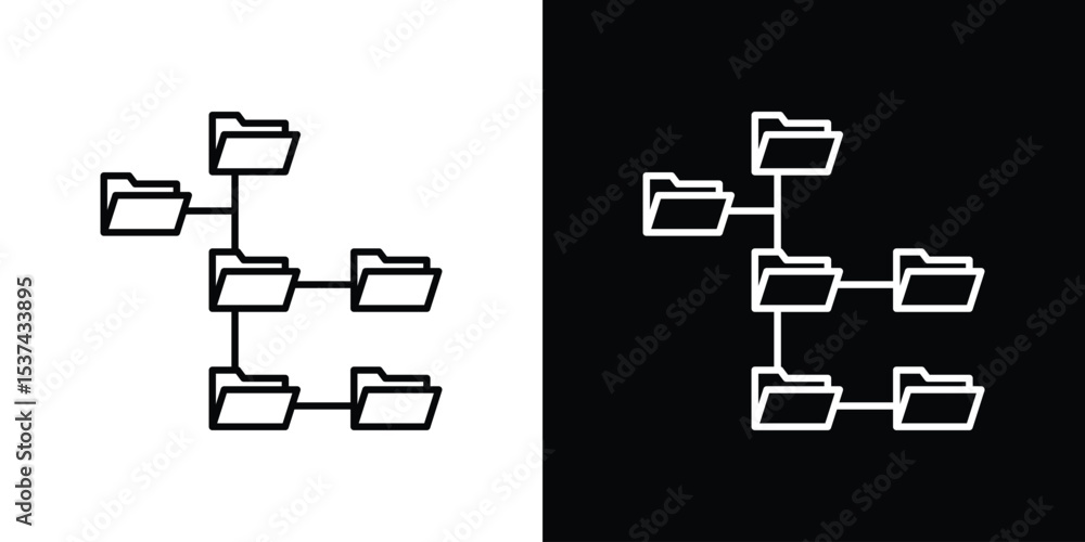 Poster folder tree icon set in line.