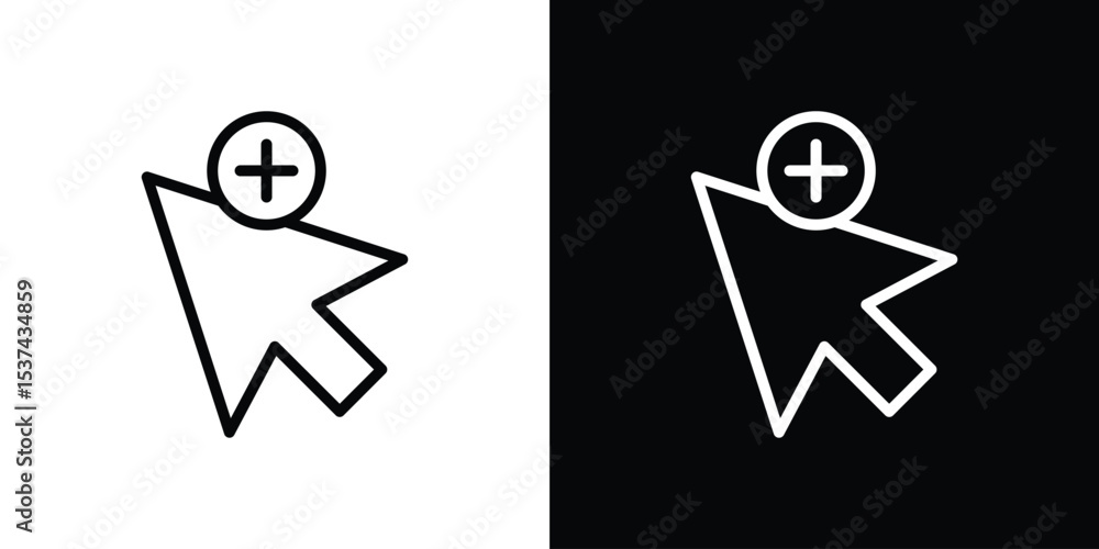 Poster cursor plus icon set in line.